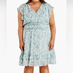 Estelle - Floral Print Flutter Sleeve Tiered Dress